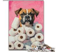Dogs And Toilet Paper 1000 Piece Jigsaw Puzzles, Learning Educational Toys Family Games with Matching Poster And Trivia Sheet (50x75cm)