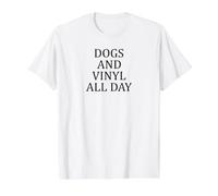 Dogs and Vinyl All Day Music Lover Value Graphic T-Shirt, Men, White, M