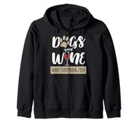 Dogs And Wine Make Everything Fine Drink Cute Owner Puppy Zip Hoodie