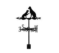 Dogs Animals Metal Weathervane Outdoor Roof Mount Yard Black Decoration, Wind Direction Indicator Measuring Tool for Farmhouse Garden Courtyard,Wolfhound (Dog and Puppy)