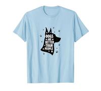 Dogs are Better Than People Paw Print Pet Lover T-Shirt, Men, Baby Blue, S