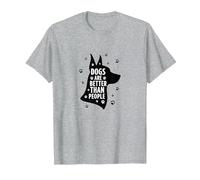 Dogs are Better Than People Paw Print Pet Lover T-Shirt, Men, Heather Grey, 6XL