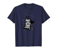 Dogs are Better Than People Paw Print Pet Lover T-Shirt, Men, Navy, 6XL
