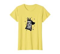 Dogs are Better Than People Paw Print Pet Lover T-Shirt, Women, Lemon, XL