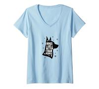 Dogs are Better Than People Paw Print Pet Lover V-Neck T-Shirt, Women, Baby Blue, S