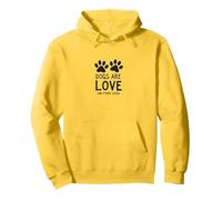 Dogs Are Love On Four Legs Paw Print Pet Lover Pullover Hoodie, Adult Unisex, Lemon, S