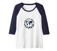Dogs are My World Global Pet Lover Raglan Baseball Tee, Women, Navy/White, XL