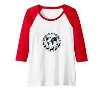 Dogs are My World Global Pet Lover Raglan Baseball Tee, Women, Red/White, M