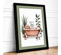 Dog's Bath Time Boho Framed Wall Art Print A3 (42×29.7cm) Black, Wall Decor for Living Room, Bedroom, Office & Home, Ready to Hang, Art Gift