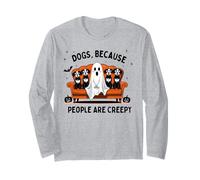 Dogs Because People are Creepy Funny Halloween Ghost Dog Long Sleeve T-Shirt