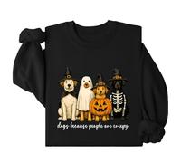 Dogs Because People Are Creepy Sweatshirt Halloween Ghost Witch Golden Retriever Shirt