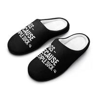 Dogs Because People Suck Slippers Women Winter Warm Cotton Hotel Slippers Anti-Slip Indoor Slip-Ons House Shoes 7-8（39-40