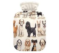Dogs Beige tag3 Hot Water Bottle with Cover for Pain Relief tag1 for tag2, 1L