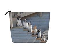 Dogs Border Collie Shetland Sheepdogs Alaskan, Cosmetic Bag Imitation Linen Makeup Bag Portable Travel Toiletry Bag