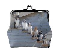 Dogs Border Collie Shetland Sheepdogs Alaskan, PU Leather Coin Purse, Small Wallets, Change Pouch with Kiss Lock Clasp Buckle, Change Purse