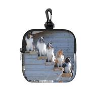 Dogs Border Collie Shetland Sheepdogs Alaskan, Square Zipper Storage Bag, Neoprene Coin Purse, Small Wallets, Change Pouch, Change Purse