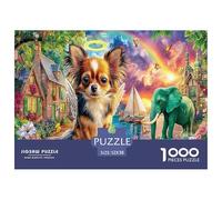 Dogs by The Sea Impossible Hard Challenging 1000 Pc Jigsaw Puzzle - Chihuahua & Elephant Recycled Paper for Home Wall Decor52x38cm/1000pcs