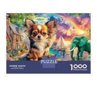 Dogs by The Sea Jigsaw Puzzle 1000 Pieces Chihuahua & Elephant in Garden Paper Jigsaw for Focus, Stress Relief And Family Leisure Time 38x26cm/1000pcs