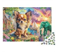 Dogs by The Sea Premium 1000 Piece Jigsaw Puzzle for AdultsAngel Chihuahua Elephant Rainbow Thick Sturdy Vibrant Challenging Stress Relief Game 52x38cm/1000pcs