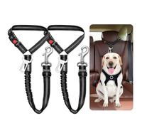 Dogs Car Seat Belt Headrest Dog Car Seat Belt Adjustable Dog Car Harness Pet Seatbelt Anti Shock Elastic Puppy Restraint Strong Leash Leads For Dogs Safety ((BLACK BELT WITH BUCKLE (2-PACK))