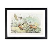 Dogs Chasing Birds by Henry Alken Framed Print | A2 Black Framed Wall Art | Ready to Hang | Modern Animal Picture | Living Room Bedroom Lounge Office