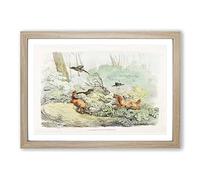 Dogs Chasing Birds by Henry Alken Framed Print | A2 Oak Framed Wall Art | Ready to Hang | Modern Animal Picture | Living Room Bedroom Lounge Office