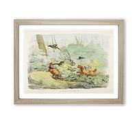 Dogs Chasing Birds By Henry Alken Vintage Framed Print | A3 Oak Framed Wall Art | Ready to Hang | Classic Animal Picture | Living Room Bedroom Lounge Office