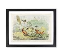 Dogs Chasing Birds By Henry Alken Vintage Framed Print | A4 Black Framed Wall Art | Ready to Hang | Classic Animal Picture | Living Room Bedroom Lounge Office