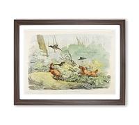 Dogs Chasing Birds By Henry Alken Vintage Framed Wall Art Print, Ready to Hang Picture for Living Room Bedroom Home Office Décor, Walnut A4 (34 x 25 cm)