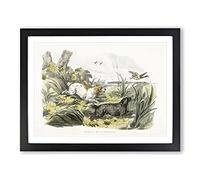 Dogs Chasing Ducks By Henry Alken Vintage Framed Print | A4 Black Framed Wall Art | Ready to Hang | Classic Animal Picture | Living Room Bedroom Lounge Office