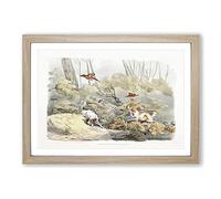 Dogs Chasing Pheasants by Henry Alken Framed Print | A2 Oak Framed Wall Art | Ready to Hang | Modern Animal Picture | Living Room Bedroom Lounge Office