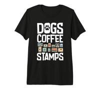 Dogs Coffee Stamps Stamp Collecting Stamp Collector Premium T-Shirt