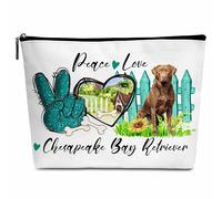 Dogs Cosmetic Bag, Peace Love Makeup Bag with Zipper for Toiletry Bag Accessories - A16-A25, Chesapeake Bay Retriever, Chesapeake Bay Retriever