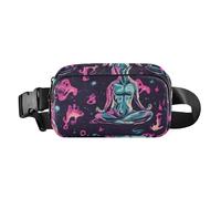 Dogs Doing Yoga Black Fashionable Fanny Waist Pack for Men Women Water Resistant Croose Body Purse with Adjustable Strap for Workout Running Hiking