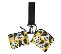 Dogs Doodles Women's Change Wallet Card Cases Small Portable Identity Card Protector with Keychain for Daily Use 2 Pcs, dogs doodles, One Size, Casual