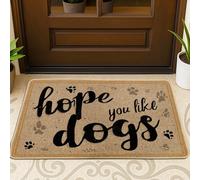 Dogs Door Mat, Casual Playful Paw Prints Hope N/a Black Rubber Non-Slip Welcome Entry Mat Home Decor for Entryway Outdoor Porch Balcony 29x17 Inch