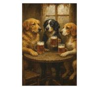 Dogs Drinking Beer at A Pub Detailed Jigsaw Puzzle for Adults, 1000 PCS