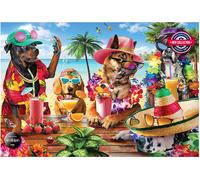 Dogs Drinking Smoothies On A Tropi