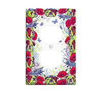 Dogs Duplex Outlet Covers Wall Plate, Fanciful Colorful Poppy Butterfly Spring Green Plastic Standard Size Decorative Receptacle Outlet Covers for New Apartment Home Bedroom Office Decor