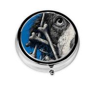 (Dog's face and Bones) Round Pill Box with 3 Compartments Small Portable Pill Organizer for Travel