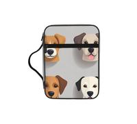 Dogs Face Pattern Bible Cover with Zipper, Bible Case Organizer with Handle, Water-Resistant Oxford Fabric Bible Bag for Women Men 27x20cm