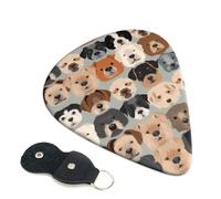 Dogs Face Pattern Guitar Picks 6-Pack - Pick Set (0.46mm / 0.71mm / 0.96mm) Suitable For Guitar And Ukulele Playing