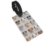 Dogs Face Pattern Luggage Tag PVC Travel Bag Tag with Strap ID Card Label for Suitcase Backpack Carry On Baggage Identifier