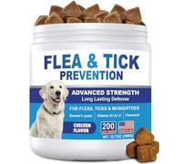 Dogs Flea and Tick Chews 200 ct - Flea & Tick Chewables for Dog Supplement with Probiotics Brewer's yeast, Vitamins B1 B6 B12, Fish Oil| Skin & Coat Support for Dogs, Puppies, All Breeds & Sizes