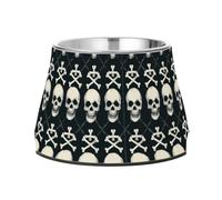 Dogs Food Bowls Elevated Stainless Steel Pets Basic Bowls for Dogs Cats Rabbits Birds Slow Down Eating Pattern of Skulls and Bones
