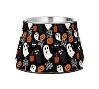 Dogs Food Bowls Enhanced Stainless Steel Cats Basic Bowls for Slow Feed Cats Whisker Friendly Cute Cartoon Ghosts Pumpkins and Black