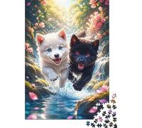 Dogs Forest Stream 1000pcs Mini Puzzle For Adults Challenging | 38x26cm Cardboard Living Room Decor Durable Structure Birthday Gift Stress Relief