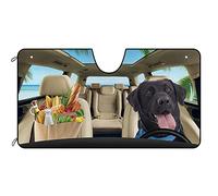 Dogs Funny Black Labrador In The Beach Vegetable Front Windshield Sunshade Keep Cooler Car Windscreen Sunshade Portable Car Windscreen Cover Universal For Va-Ns Vans Truck M