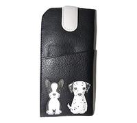 Dogs Glasses case by Mala Leather 5156 65 Soft Leather Wide tab top Ladies (Black)