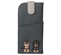 Dogs Glasses case by Mala Leather 5156 65 Soft Leather Wide tab top Ladies (Grey)
